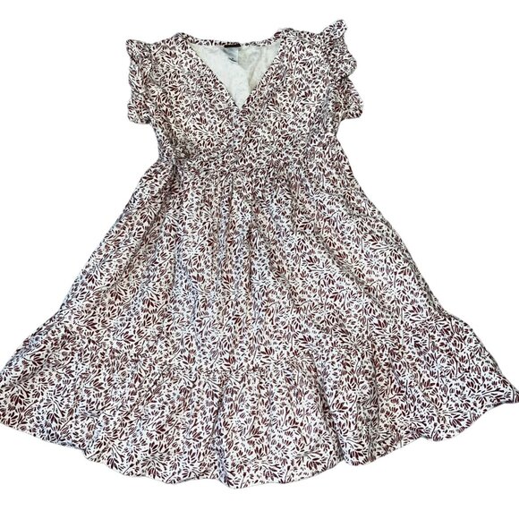 Tea Collection Sparkly Burgundy & White Nile Wrap Dress Size 5 - Picture 1 of 7